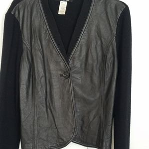 Jones New York Leather & Knit Sweater